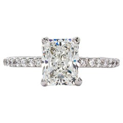 J. Birnbach GIA Certified1.70 Carat I VS2 Radiant Cut Diamond Solitaire Ring