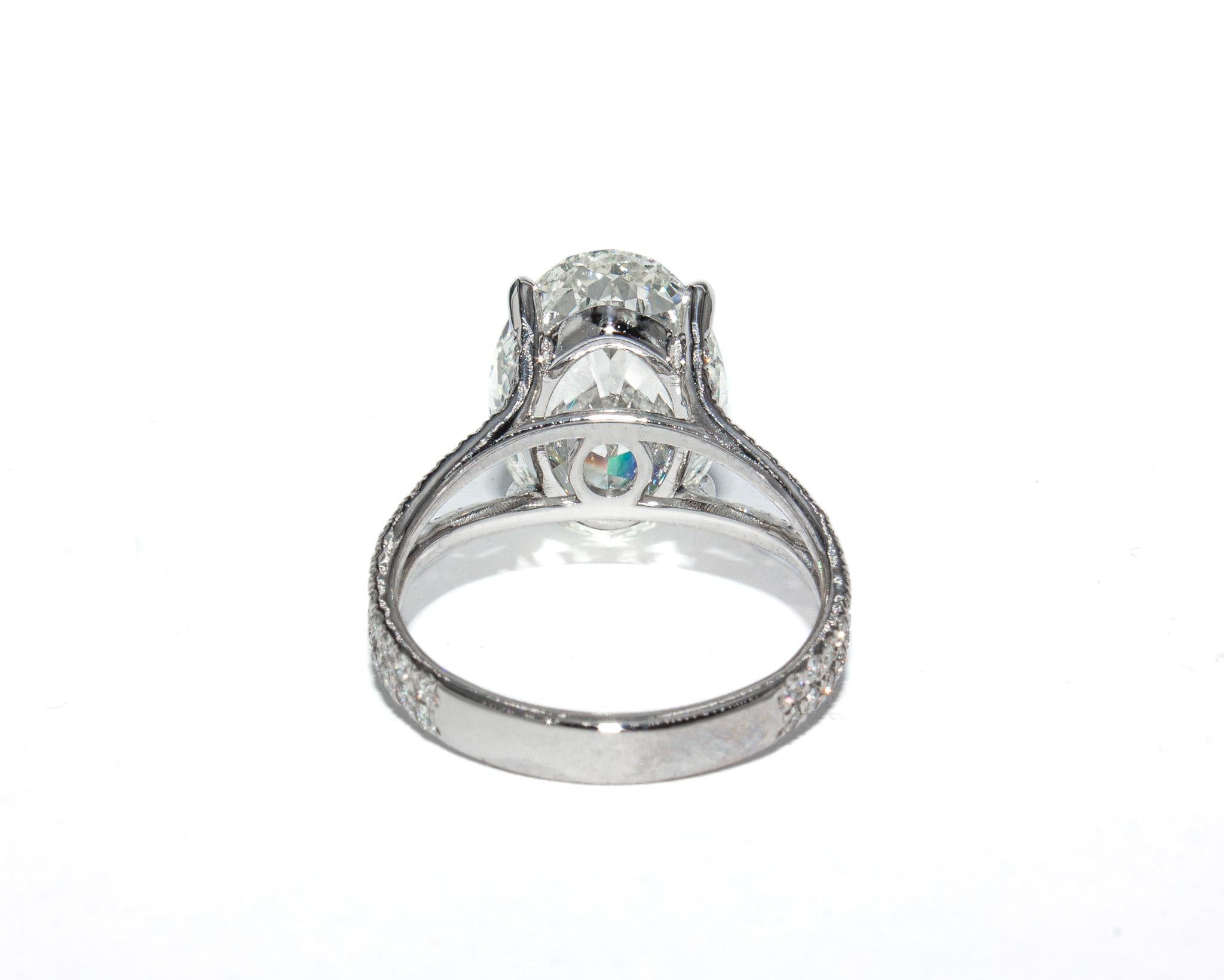 J. Birnbach GIA Certified 6.04 Carat K SI2 Oval Diamond Solitaire Ring In New Condition For Sale In New York, NY