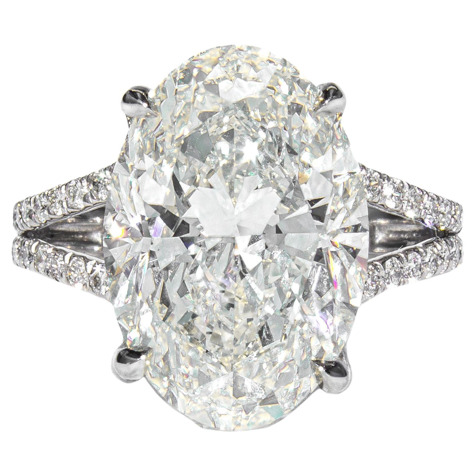 J. Birnbach GIA Certified 6.04 Carat K SI2 Oval Diamond Solitaire Ring For Sale