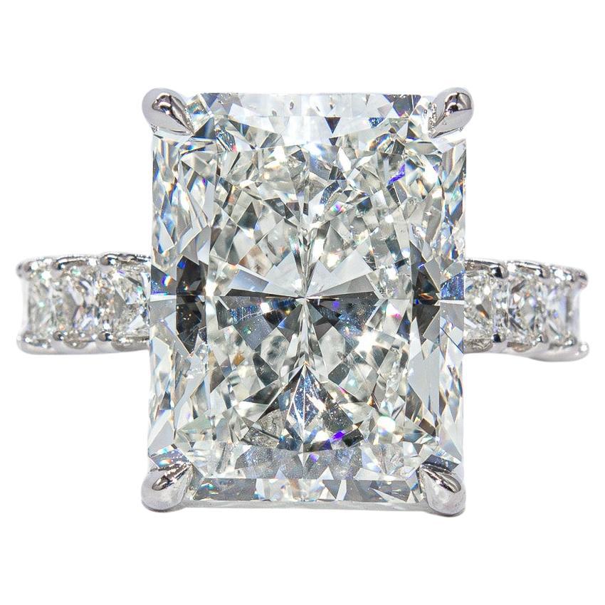 J. Birnbach HRD Certified 9.06 Carat I SI1 Radiant Cut Diamond Engagement Ring
