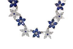 J. Birnbach Halskette mit Blumenmotiv, Marquise-Saphir und Diamant