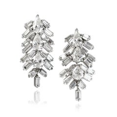 J. Birnbach Pear Shape and Straight Baguette Diamond Drop Earrings