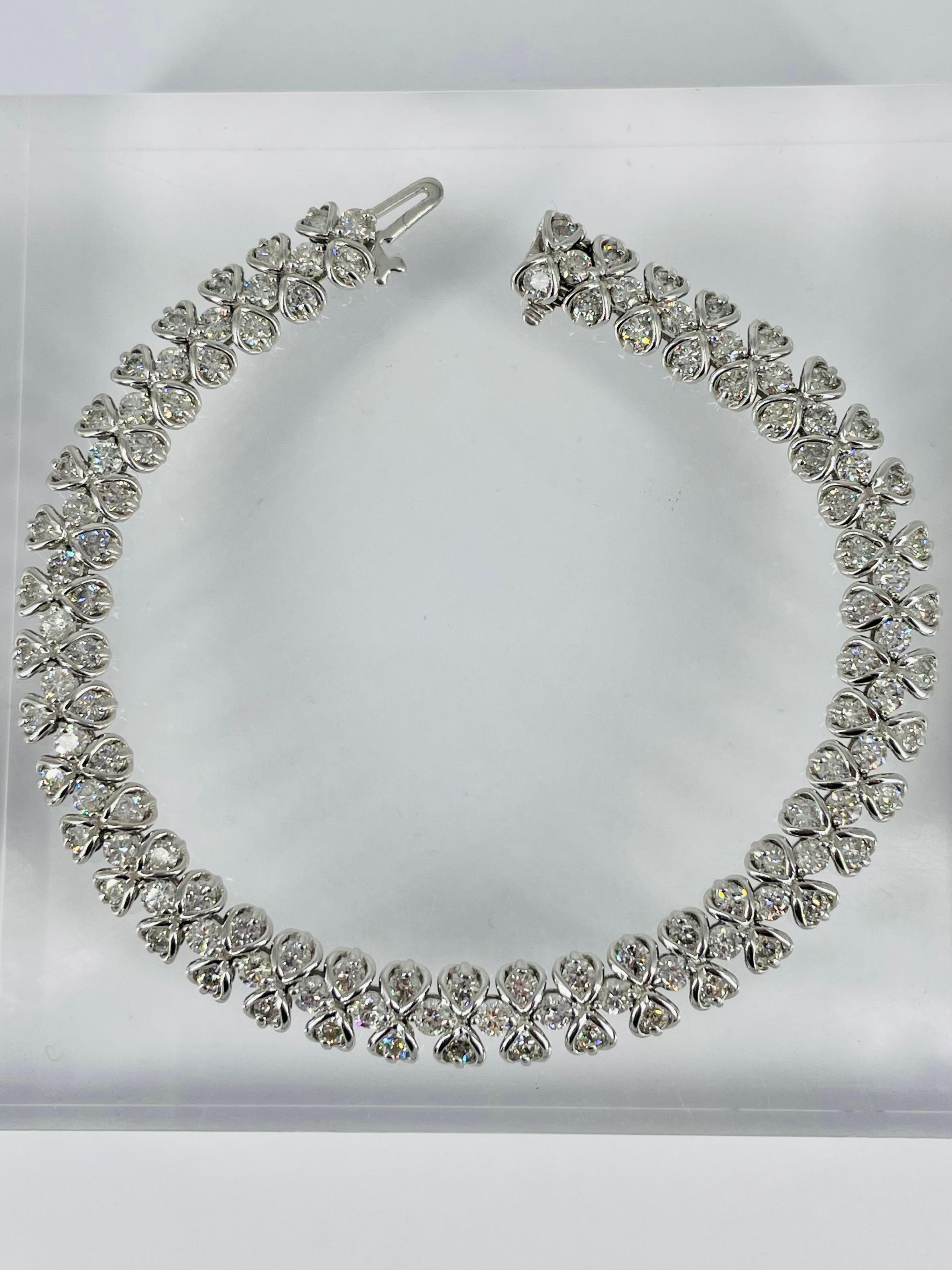 Women's J. Birnbach Three Row Diamond Diamond Bracelet in White Gold For Sale