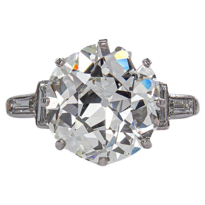 J. Birnbach Vintage GIA 4.03 Carat J SI1 Old European Cut Diamond Ring For Sale