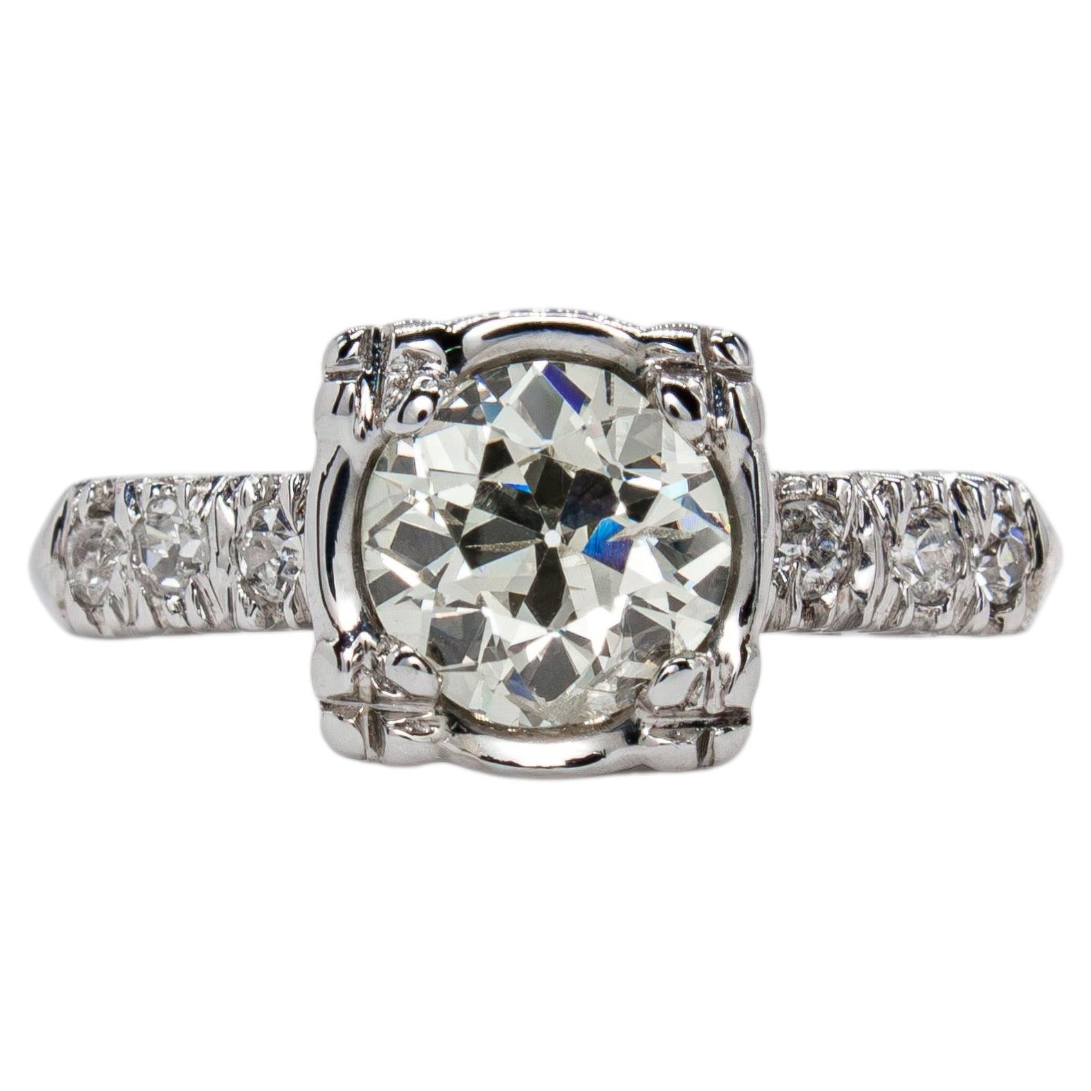 J. Birnbach Vintage Style 0.75 Carat J SI1 Old European Cut Diamond Solitaire For Sale