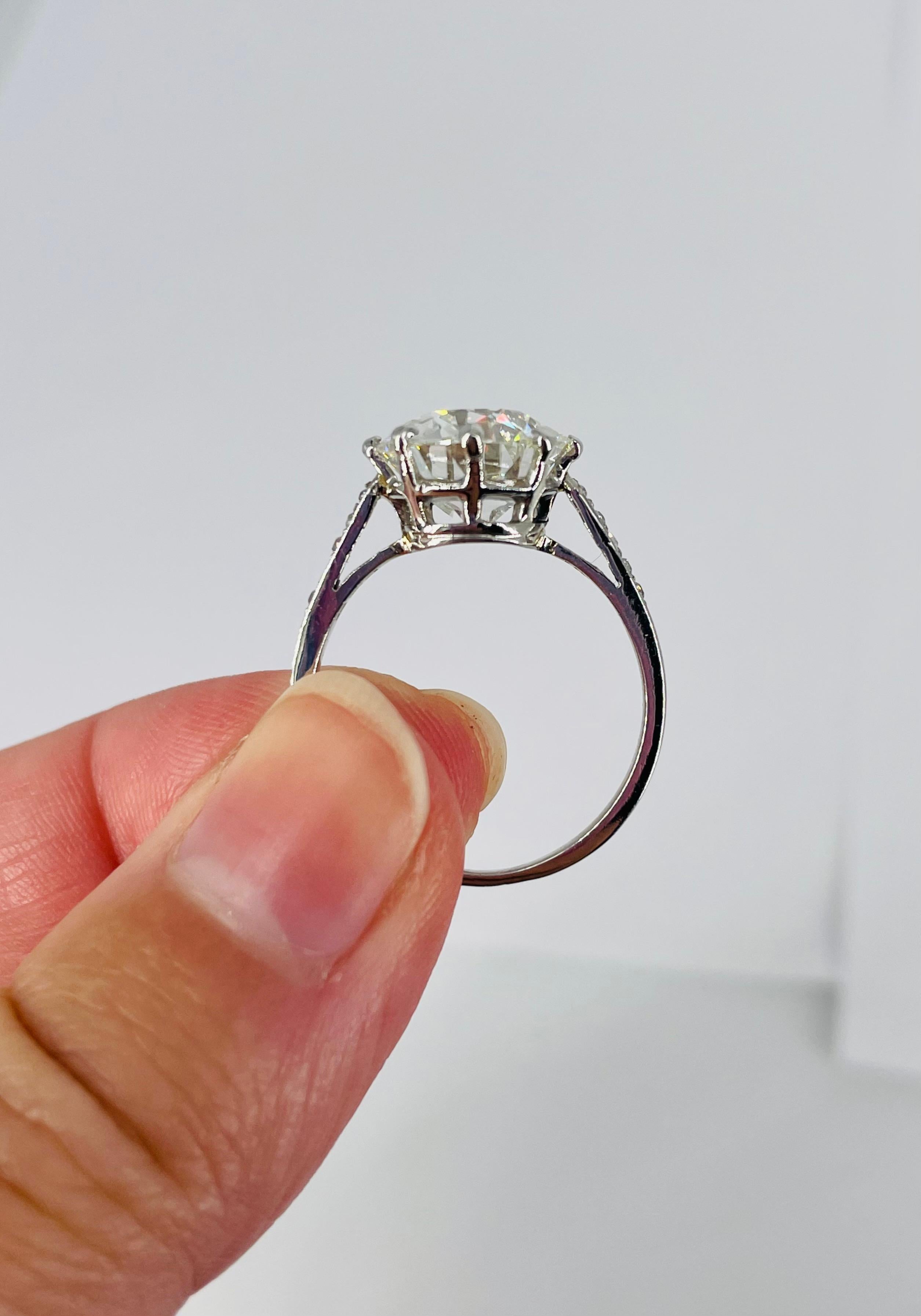 Art Deco J. Birrnbach GIA Certified 4.55 Carat Old Mine Cut Diamond Vintage Ring For Sale