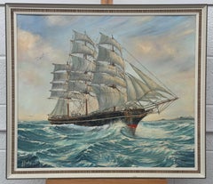 Il veliero Coriolanus Clipper in mare - Pittura ad olio d'epoca del XX secolo