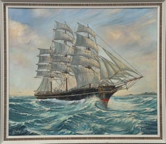 The Coriolanus Clipper Sailing Ship at Sea - Vintage 20th Century Oil Painting