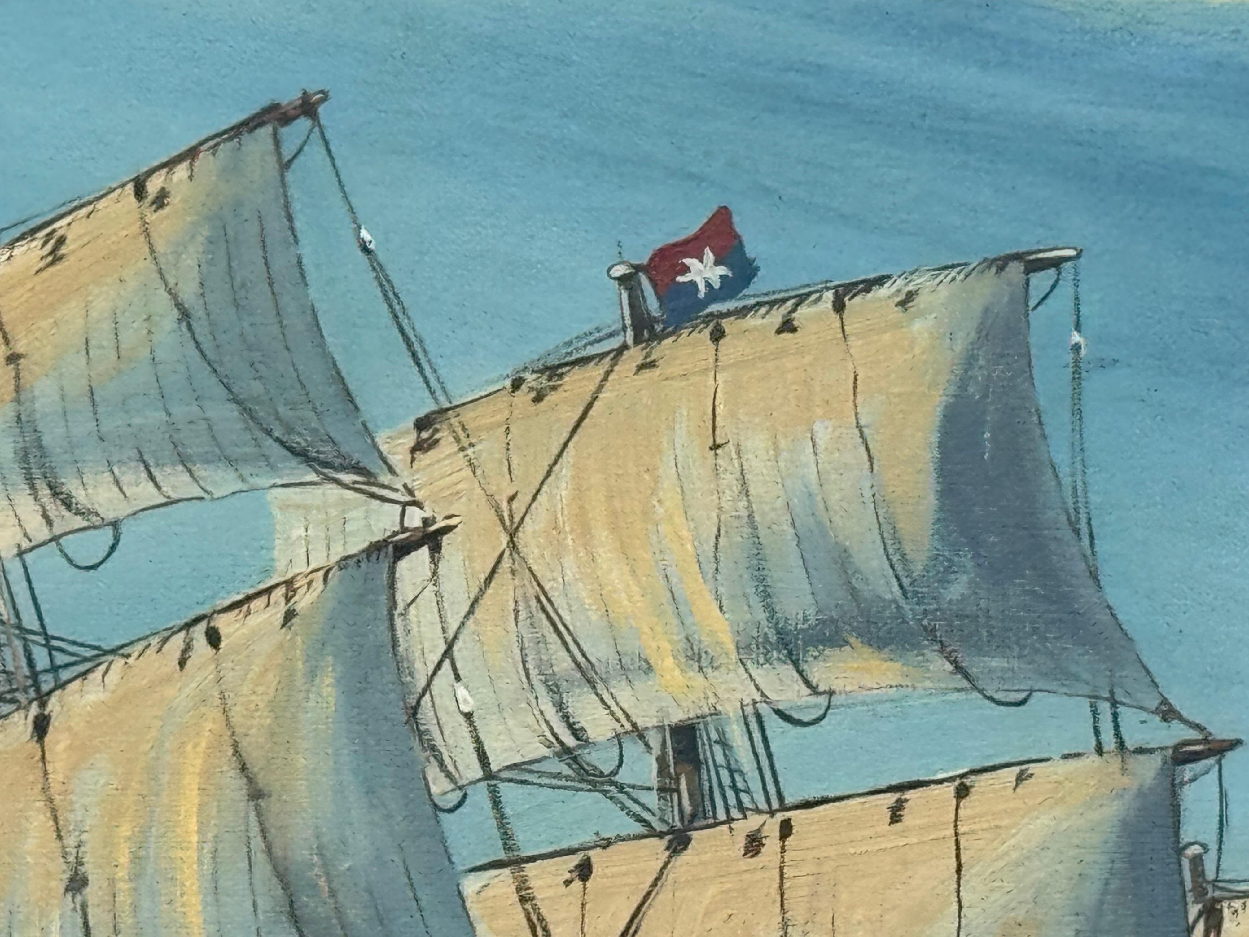 J Bishop - Thermopylae Clipper Sailing Ship at Sea - Vintage 20th