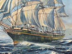 Thermopylae Clipper Sailing Ship at Sea - Vintage 20th Century Oil Painting