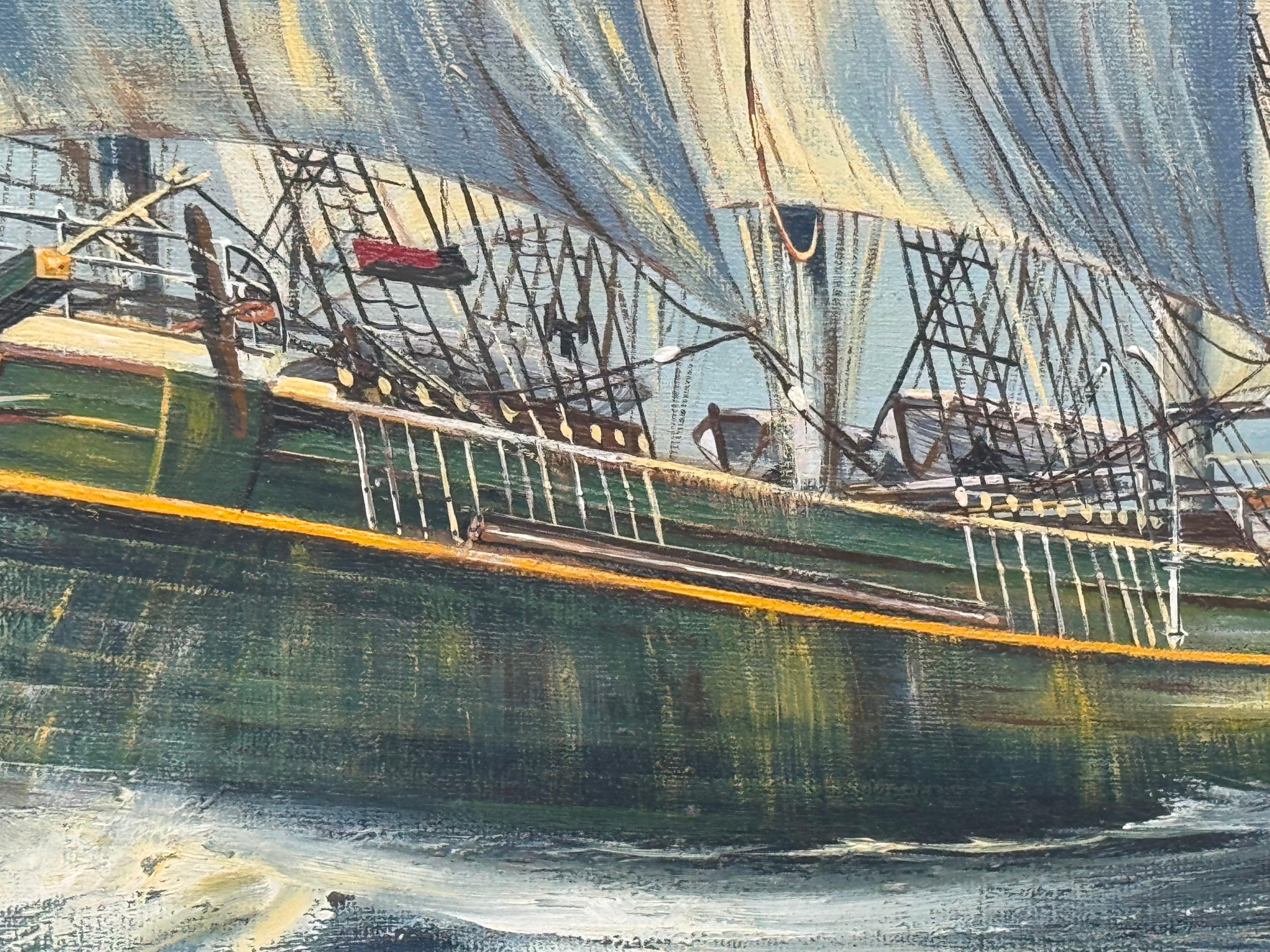 J Bishop - Thermopylae Clipper Sailing Ship at Sea - Vintage 20th
