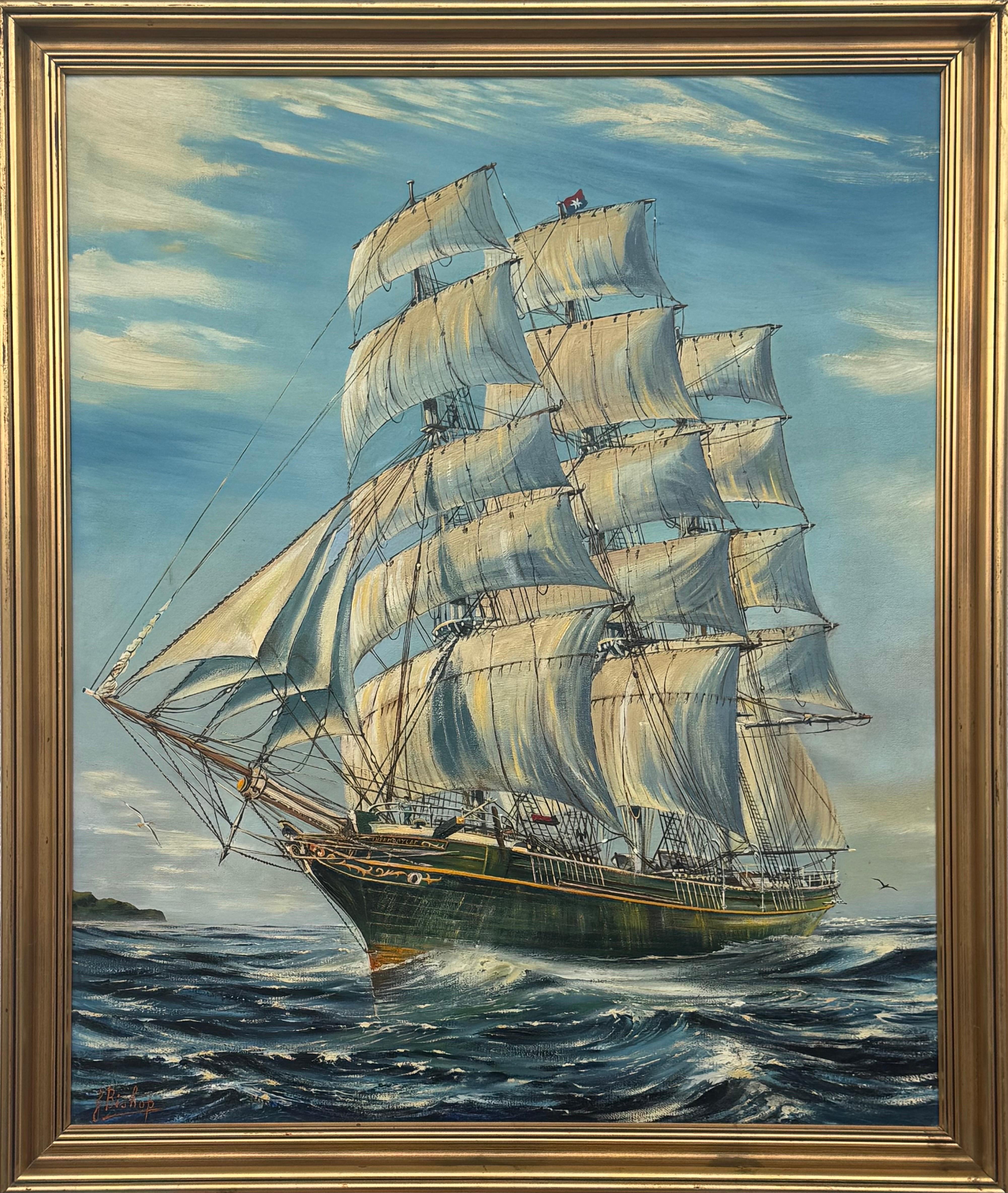 Thermopylae Clipper Sailing Ship at Sea - Vintage 20th Century Oil Painting
