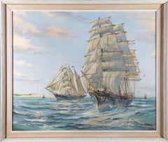 J. Bishop - Framed 20th Century Oil, Ships at Sea