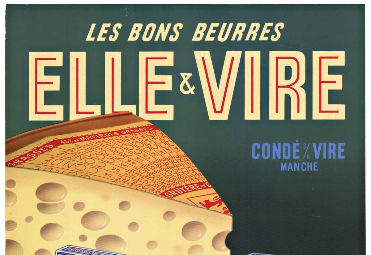 Affiche vintage originale ELLE & Vire sur le fromage et le beurre français - Print de J. Bolot