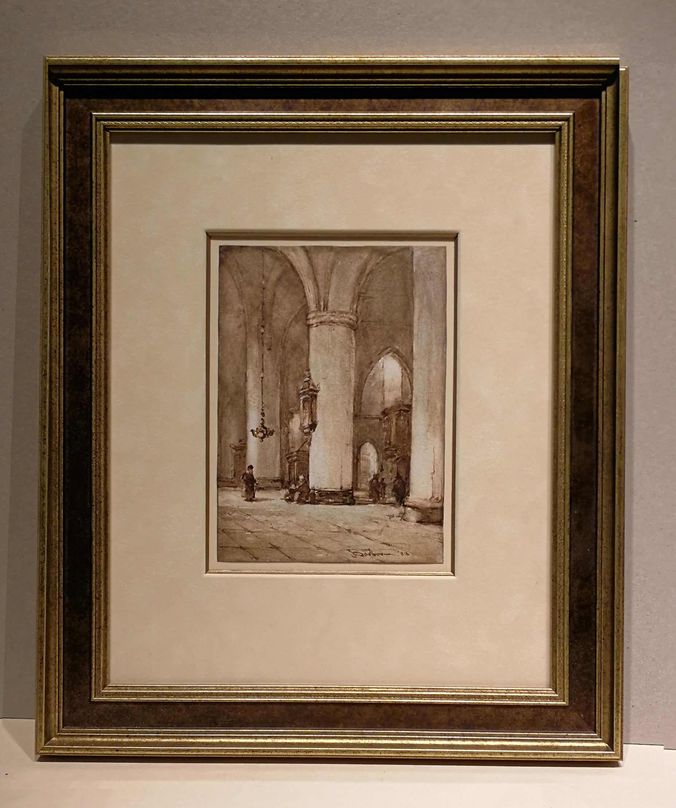 J. Bosboom Interior Painting - Church Interior, Johannes Bosboom, Watercolor/paper, impressionst