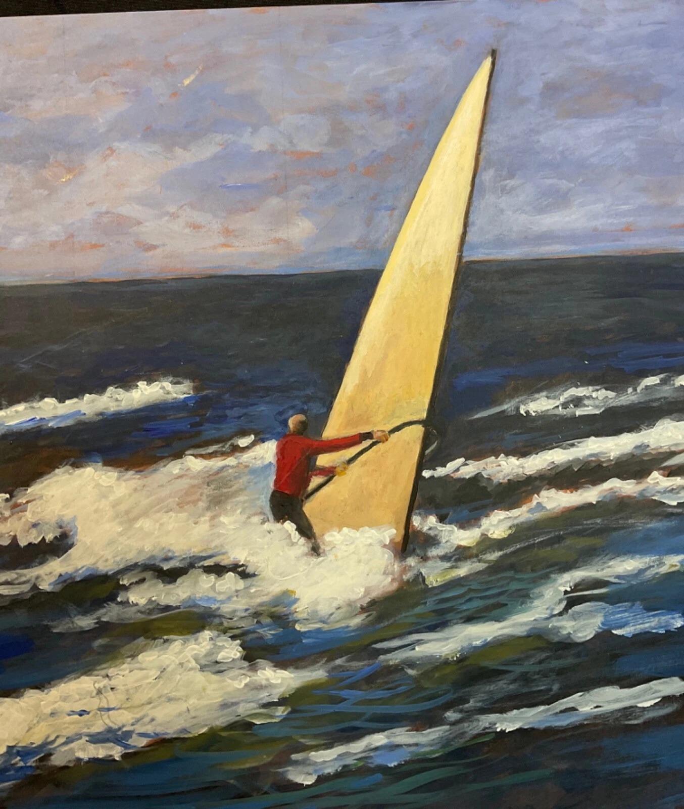 French J. Boving Vintage Acrylic Landscape on Wood Panel - 2Y583 For Sale