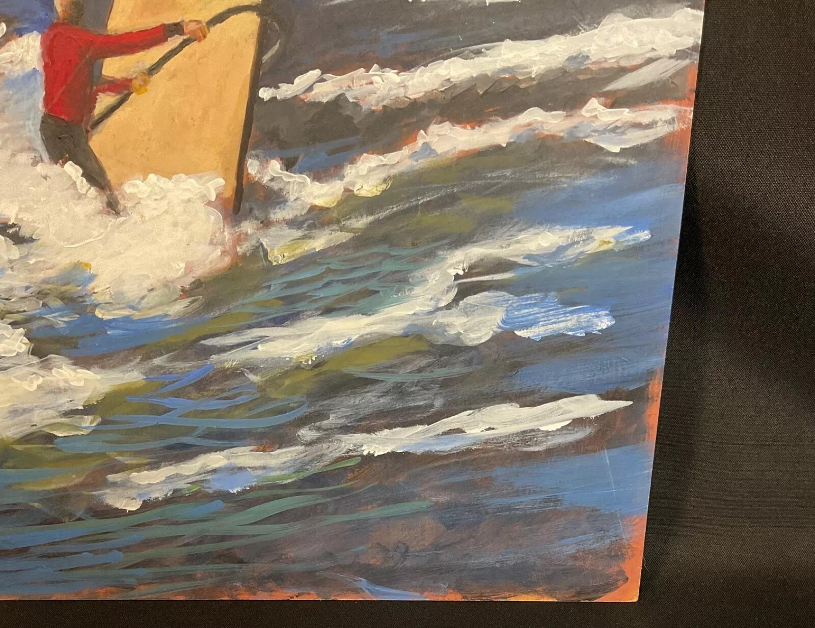 J. Boving Vintage Acrylic Landscape on Wood Panel - 2Y583 In Good Condition For Sale In Bordeaux, FR