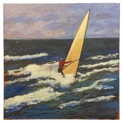 J. Boving Vintage Acrylic Landscape on Wood Panel - 2Y583