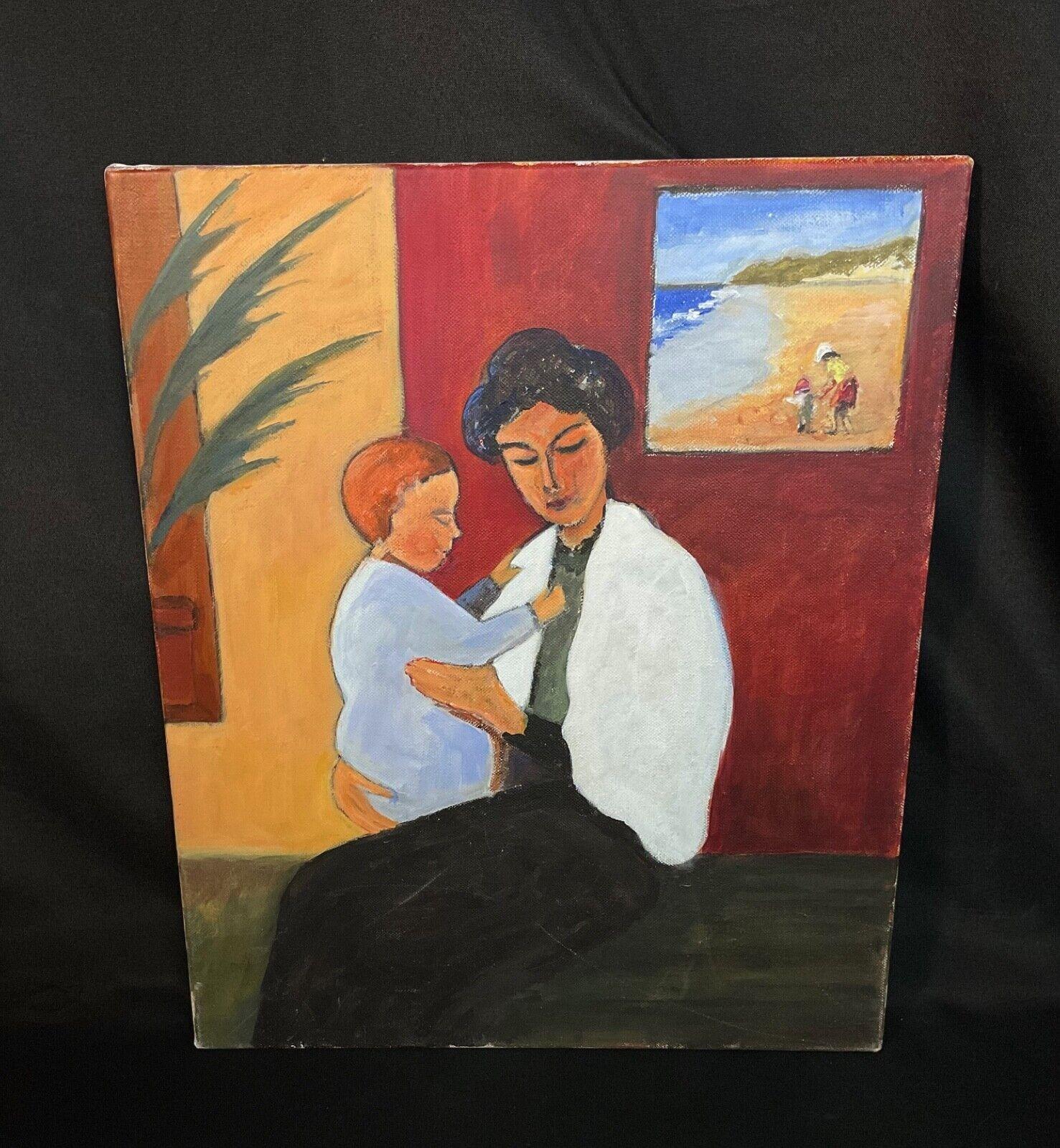 J. Boving Pintura acrílica vintage sobre lienzo de Mother & Child - 2Y585 Lienzo en venta