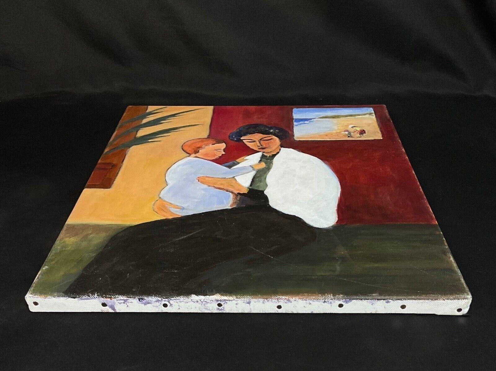 J. Boving Pintura acrílica vintage sobre lienzo de Mother & Child - 2Y585 en venta 1