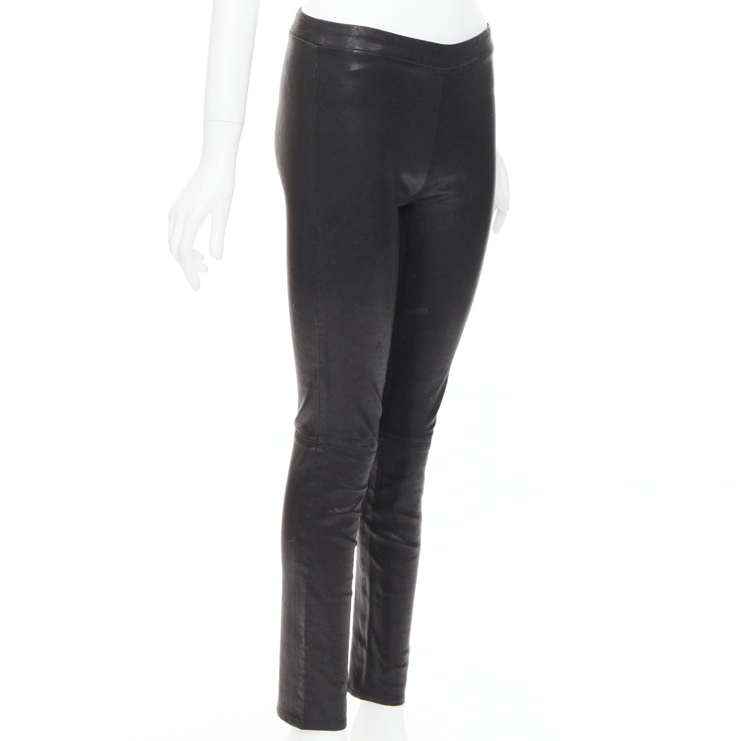 Nero J BRAND pantaloni a zampa in pelle di agnello nera S in vendita