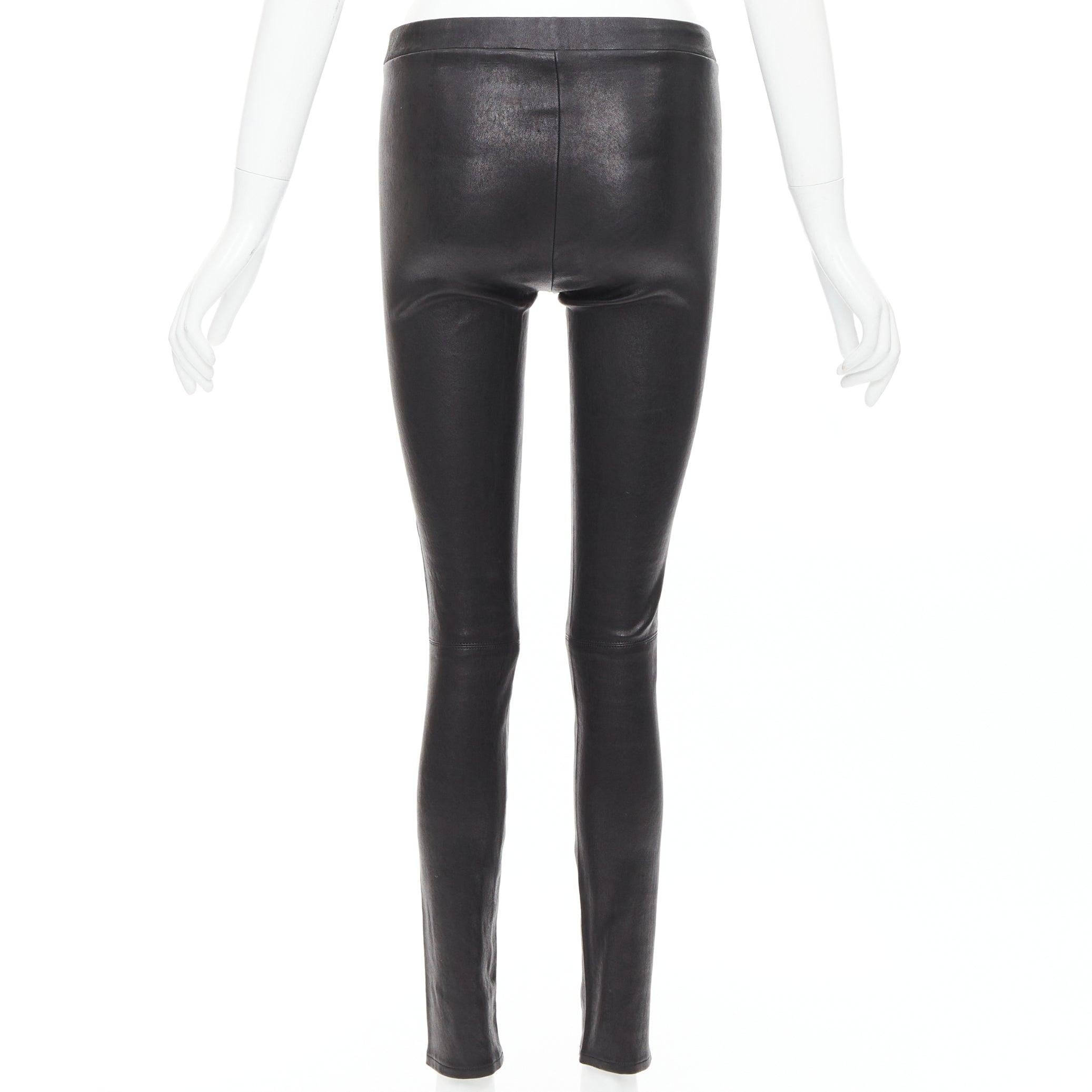 Donna J BRAND pantaloni a zampa in pelle di agnello nera S in vendita