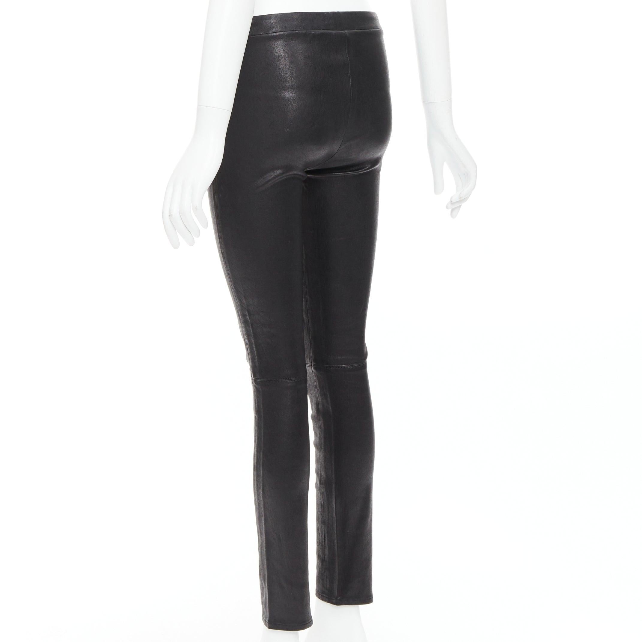 J BRAND pantaloni a zampa in pelle di agnello nera S in vendita 1