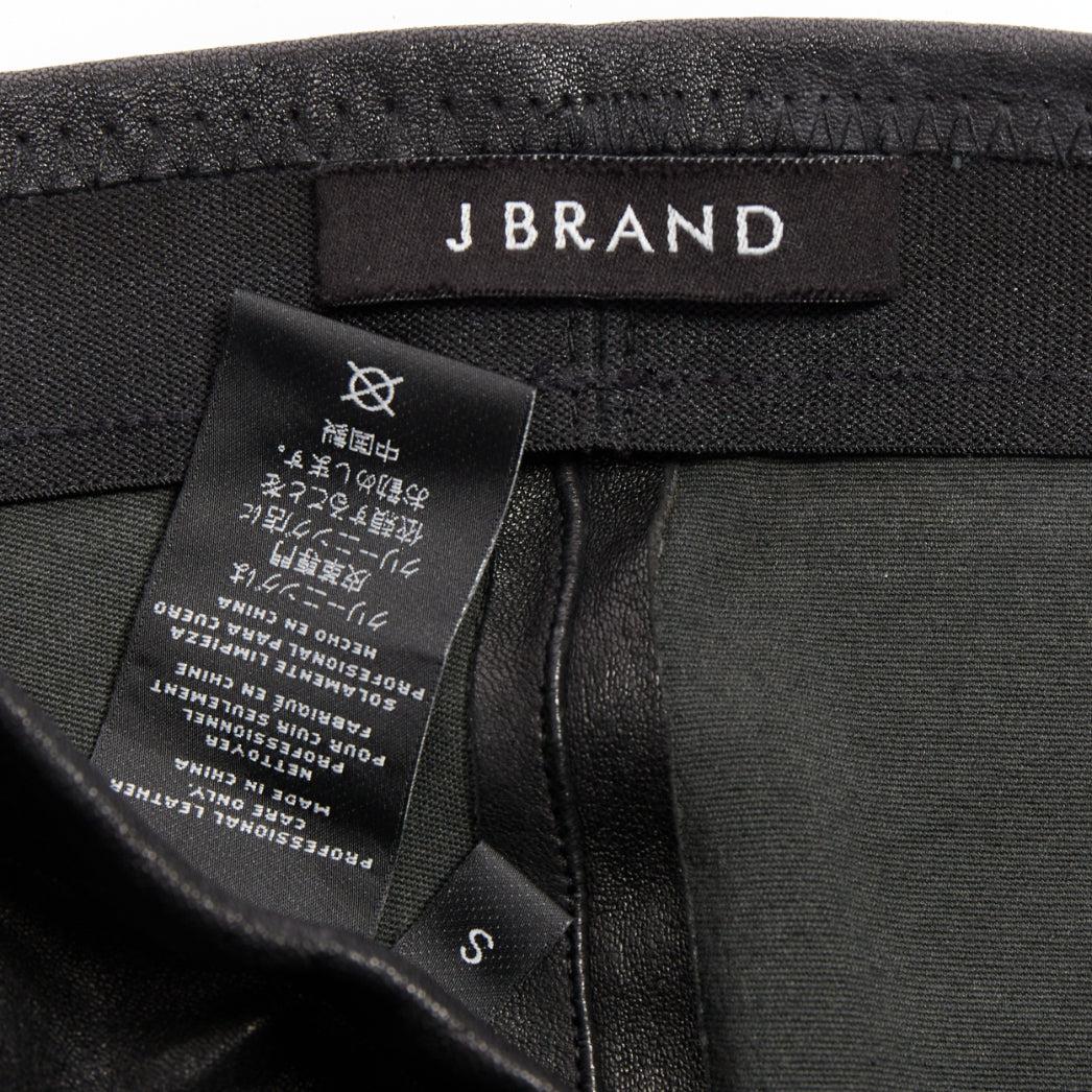J BRAND pantaloni a zampa in pelle di agnello nera S in vendita 3