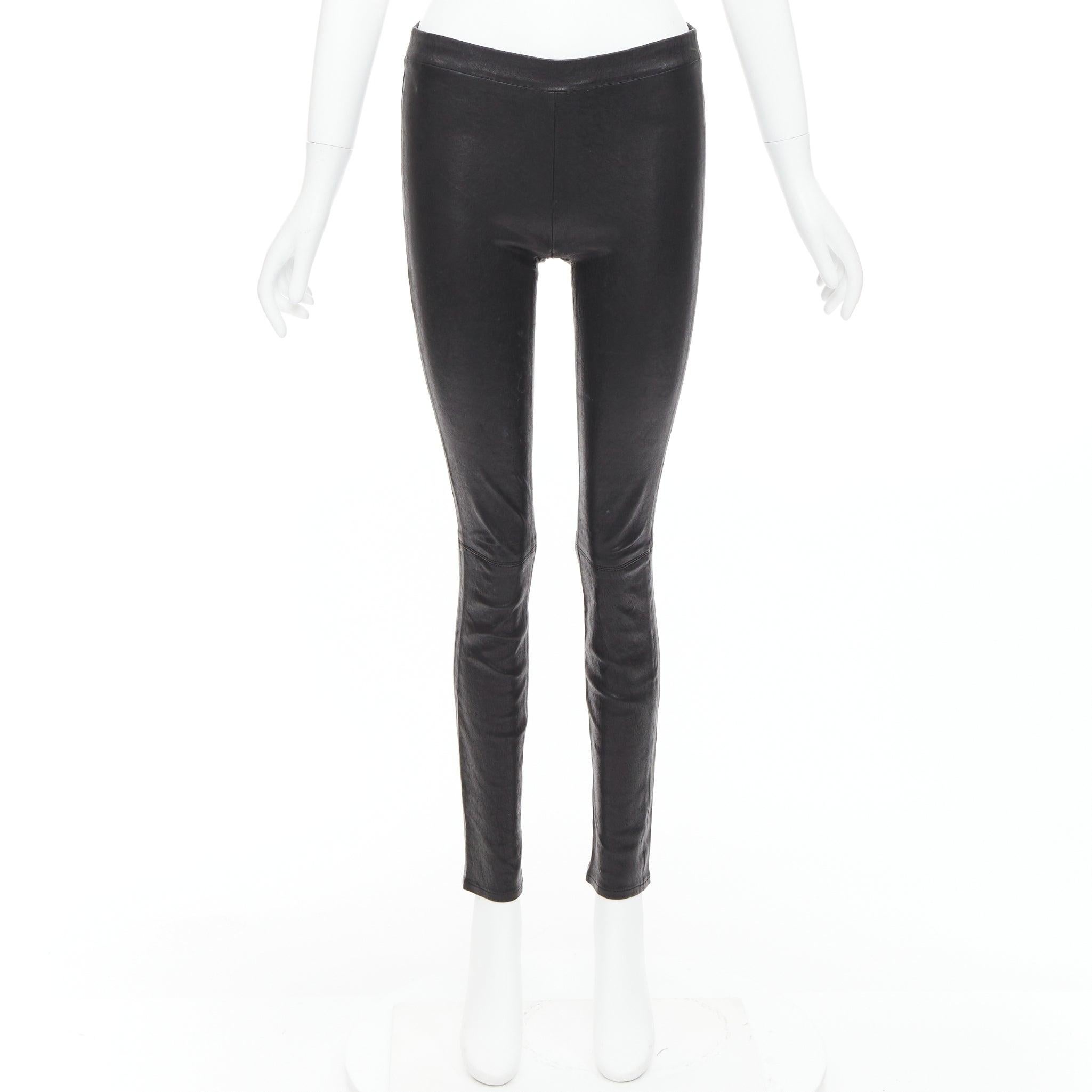 J BRAND pantaloni a zampa in pelle di agnello nera S in vendita 4