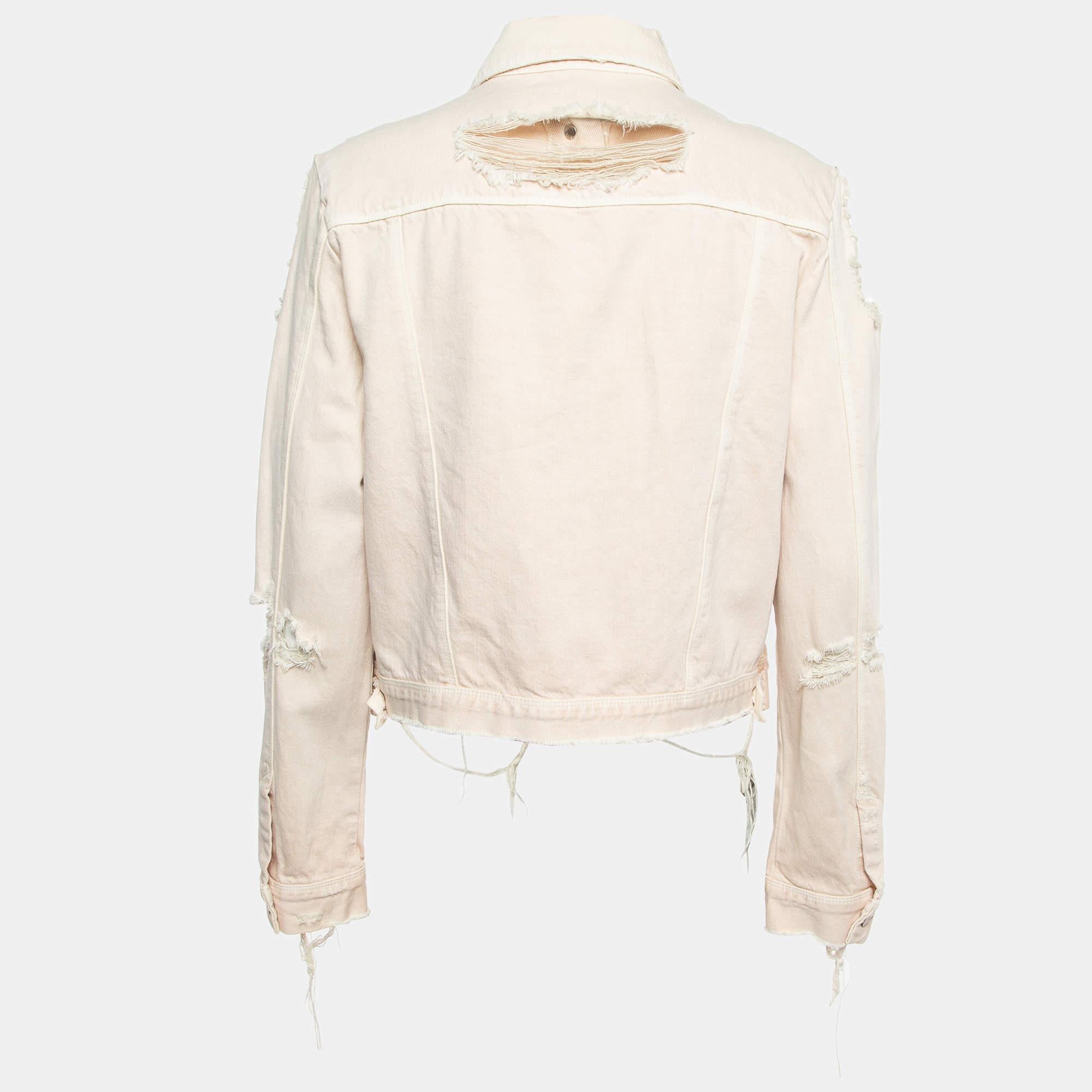 Beige J Brand Crema, afflitto e strappato  Giacca con bottoni in denim L.L.A. in vendita