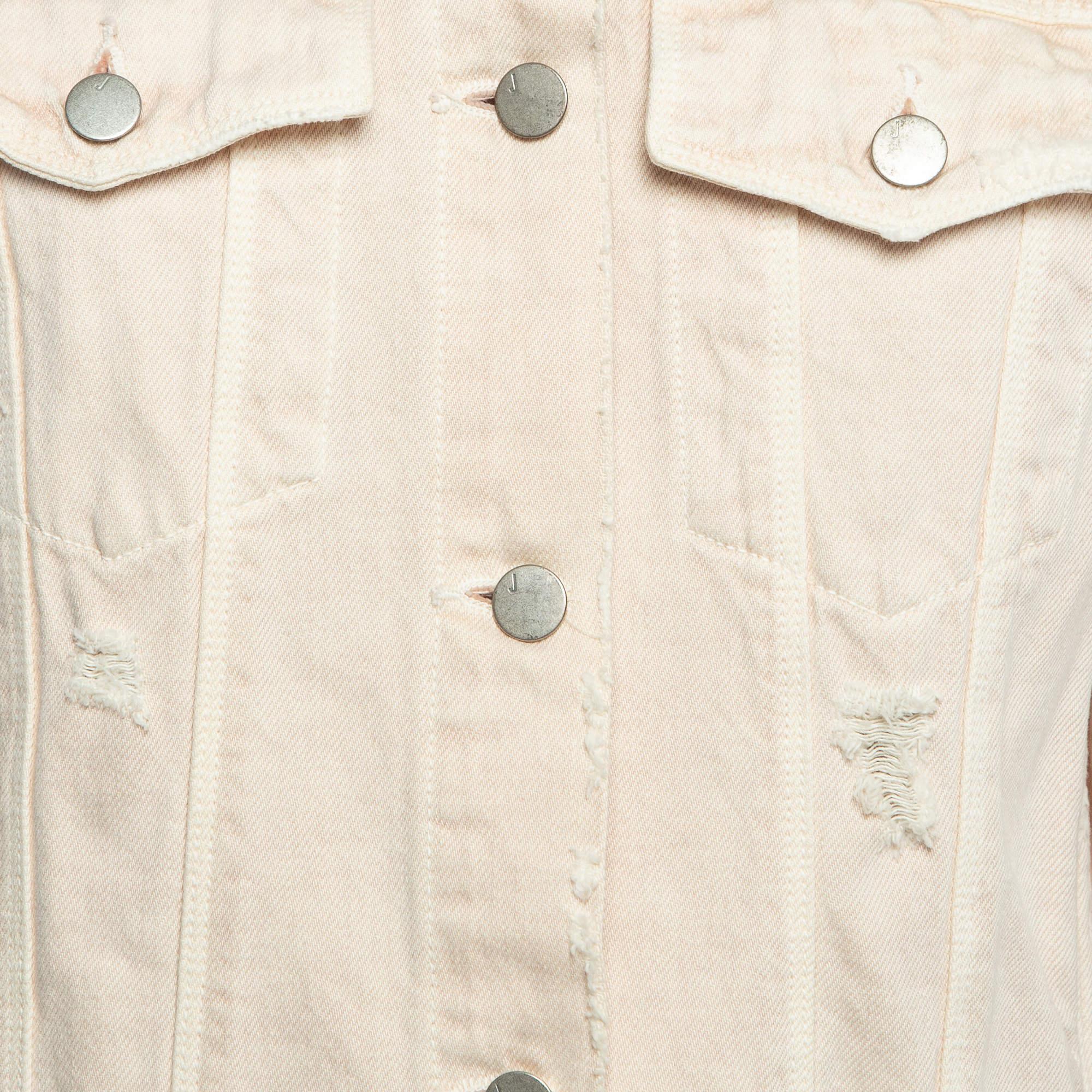 J Brand Crema, afflitto e strappato  Giacca con bottoni in denim L.L.A. In condizioni buone in vendita a Dubai, Al Qouz 2