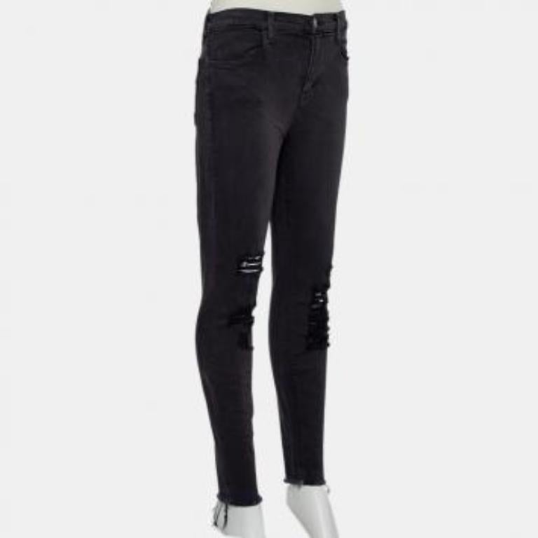 J Brand Demen Black Denim Distressed Skinny Alana Jeans M For Sale 3