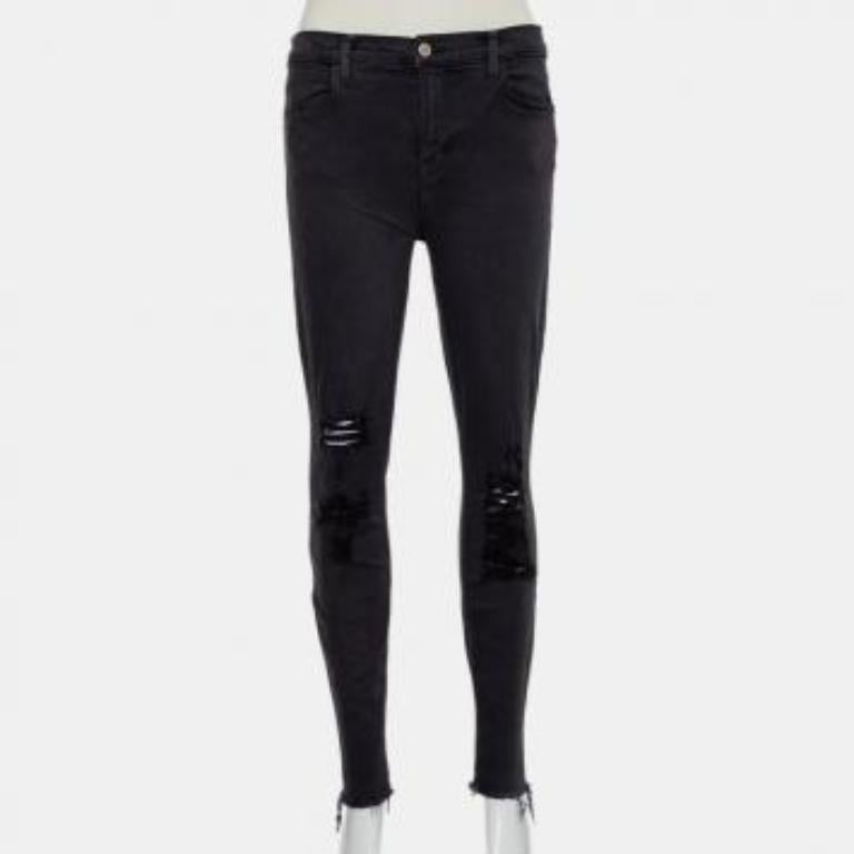 J Brand Demen Black Denim Distressed Skinny Alana Jeans M For Sale 5