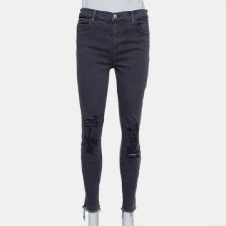 J Brand Dement Black Denim Distressed Alana Jeans M For Sale 6