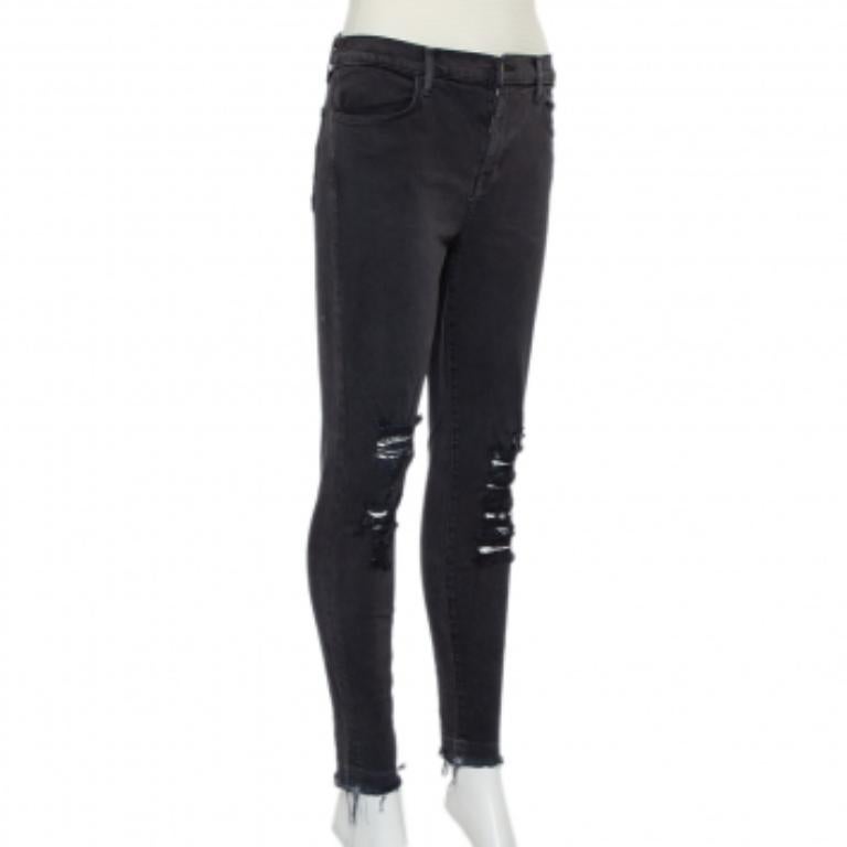 Women's J Brand Dement Black Denim Distressed Alana Jeans M For Sale