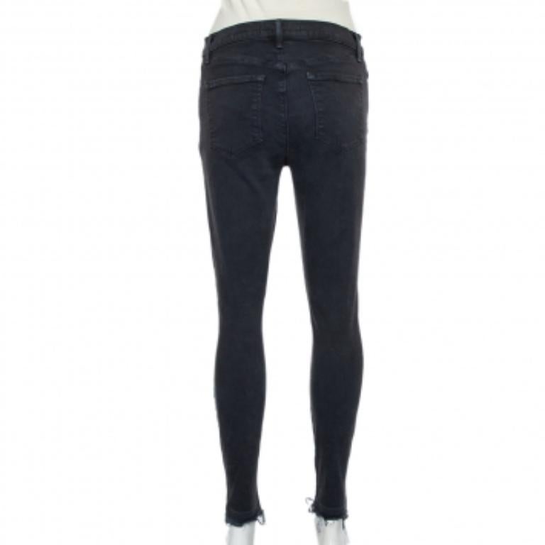 J Brand Dement Black Denim Distressed Alana Jeans M For Sale 1