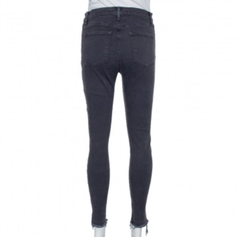 J Brand Dement Black Denim Distressed Alana Jeans M For Sale 2