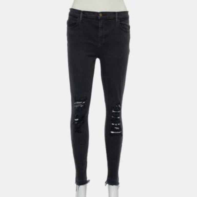 J Brand Dement Black Denim Distressed Alana Jeans M For Sale 3
