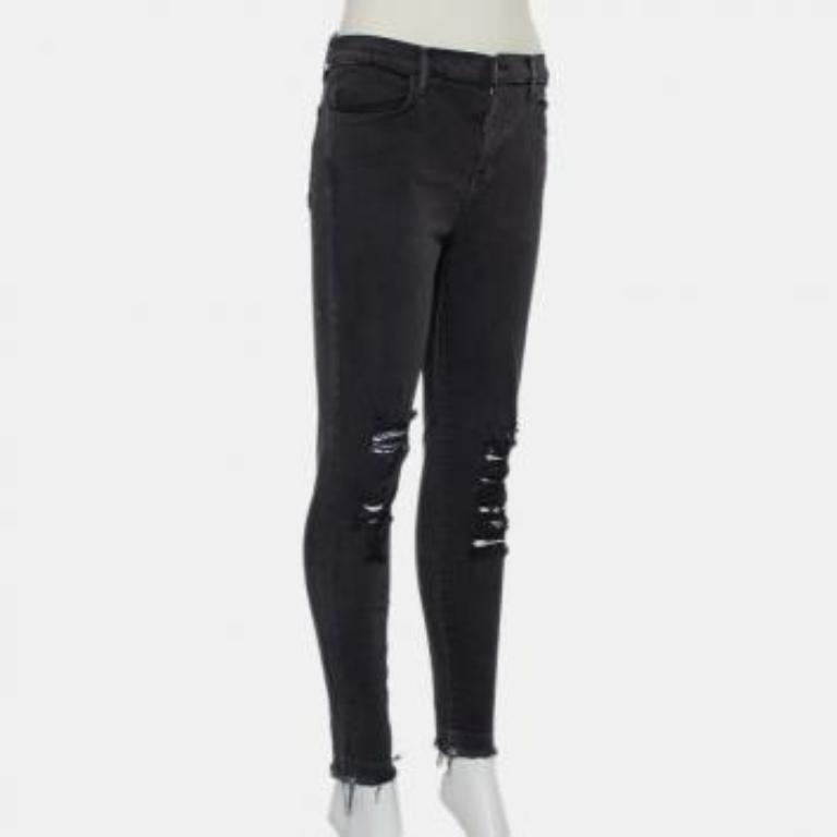 J Brand Dement Black Denim Distressed Alana Jeans M For Sale 5