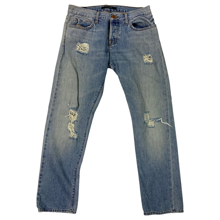 J Brand Light Blue Distressed Denim Jeans, Size 26 For Sale at 1stDibs
