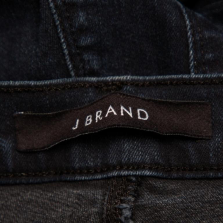 Women's J Brand Navy Blue Denim Cropped Skinny Distressed Blue Mercy Jeans M For Sale