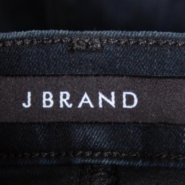 J Brand Navy Blue Denim Cropped Skinny Distressed Blue Mercy Jeans M For Sale 2