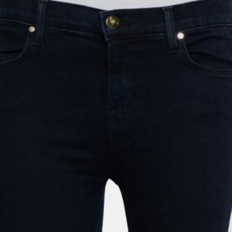J Brand Navy Blue Denim Cropped Skinny Distressed Blue Mercy Jeans M For Sale 4