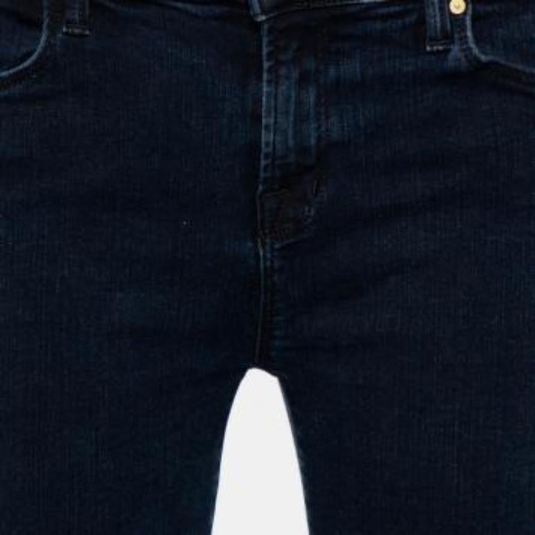 J Brand Navy Blue Denim Cropped Skinny Distressed Blue Mercy Jeans M For Sale 4