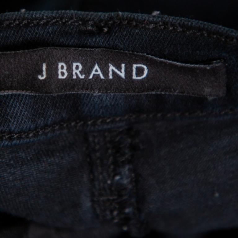 Women's J Brand Navy Blue Denim Super Skinny Distressed Blackout Jeans M For Sale