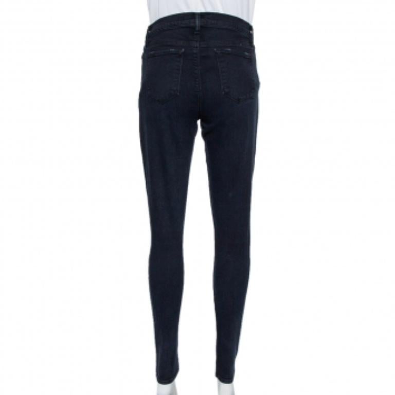 J Brand Navy Blue Denim Super Skinny Distressed Blackout Jeans M For Sale 2