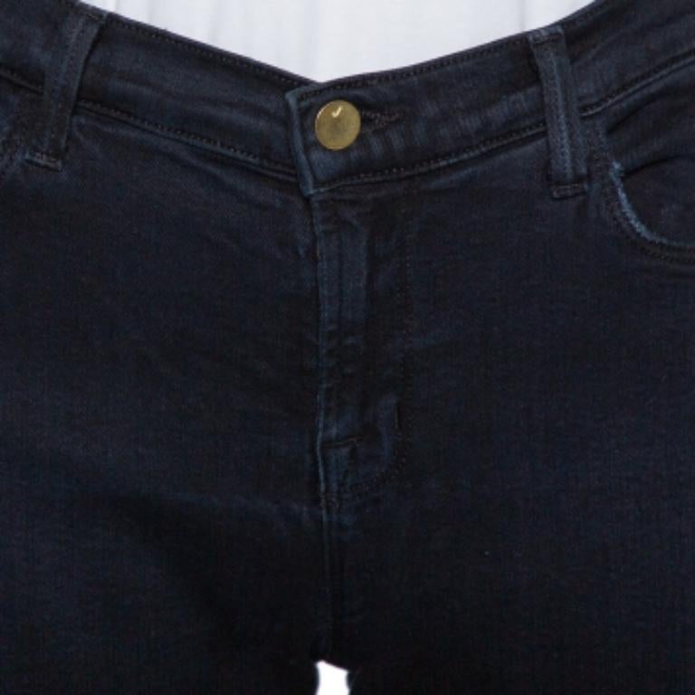 J Brand Navy Blue Denim Super Skinny Distressed Blackout Jeans M For Sale 3
