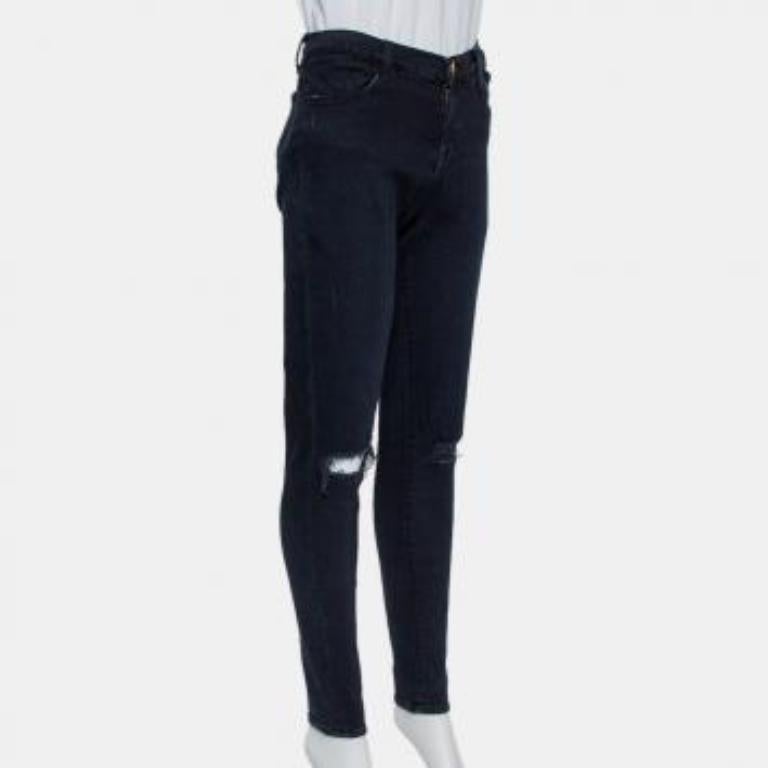 J Brand Navy Blue Denim Super Skinny Distressed Blackout Jeans M For Sale 4