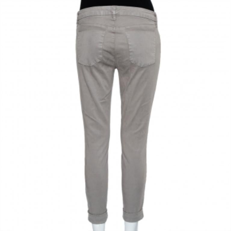J Brand Stone Lyocell & Cotton Ankle Cuff Anja Pants M In Good Condition For Sale In Dubai, Al Qouz 2