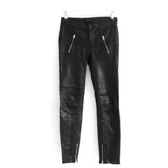 J Brand Zip Detail Black Leather Skinny Jeans New 24